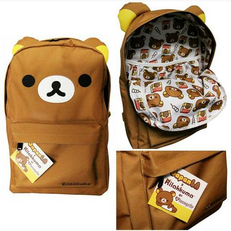 Súper cool para ir a la escuela Rilakkuma Backpack, Wood And Ceramic, Kawaii Bags, Kawaii School Supplies, Kawaii Backpack, Ceramic Mosaic, Anime Expo, Kawaii Accessories, Cute School Supplies