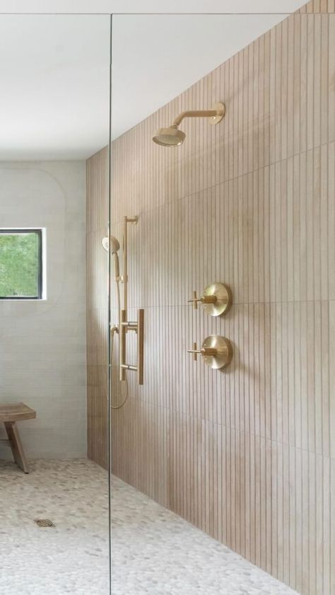 Luxury Bathroom Inspiration Photos & Trends Wood Tile Shower, Wood Like Tile, Organic Modern Bathroom, Organic Bathroom, Luxury Bathroom Inspiration, Master Bath Shower, Natural Bathroom, Master Bath Remodel, Bathroom Inspiration Decor