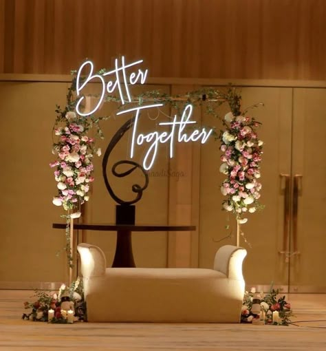 Presenting you latest wedding neon LED signs ideas. For photobooth wedding LED Neon signs or backdrops LED Neon signs, these neon signs can add a huge charm to the wedding decor.#shaadisaga #indianwedding #weddingneonsignsgreenery #weddingneonsignslastname #weddingneonsignshedgewall #weddingneonsignsdiy #weddingneonsignsbackdropdiy #weddingneonsignsboho #weddingneonsignsfor reception #weddingneonsignsflowerwall #weddingledsign #ledsignsdiy #ledsignsdiypink #ledsignsdiywhite #ledsignsdiyaesthetic Indian Wedding Decorations Receptions, Photobooth Wedding, Engagement Stage Decoration, Reception Stage Decor, Simple Stage Decorations, Minimalistic Decor, Wedding Hall Decorations, Wedding Stage Decor, Wedding Background Decoration