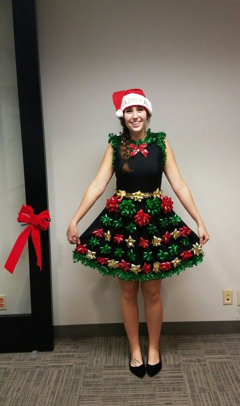 DIY for under $10 Diy Christmas Costumes, Ugly Christmas Outfit, Diy Christmas Outfit, Christmas Party Costume, Diy Christmas Sweater, Funny Christmas Outfits, Ugly Christmas Sweater Ideas, Ugly Sweater Ideas, Xmas Costumes