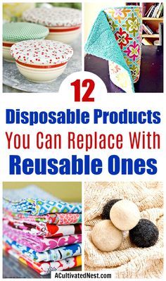 Disposable Products You Can Replace with Reusable Ones- When you replace disposable products with reusable ones you save a lot of money, and do something good for the environment at the same time! | eco friendly, frugal, ways to save money, wool dryer balls, cloth paper towels, unpaper towels, #frugalLiving #ecoFriendly #ACultivatedNest via @ACultivatedNest Cloth Paper Towels, Reusable Products, Reusable Paper Towels, Unpaper Towels, Zero Waste Kitchen, Dryer Balls, Wool Dryer Balls, Cleaners Homemade, No Waste