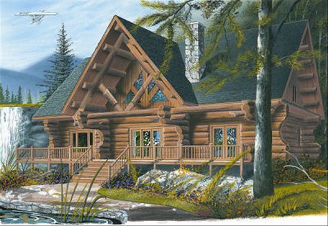 Log Cabin House Plans, Log Cabin House, Bathroom Family, Log Home Plan, Log Home Plans, Home Vacation, Large Bathroom, Monster House Plans, Shingle Exterior