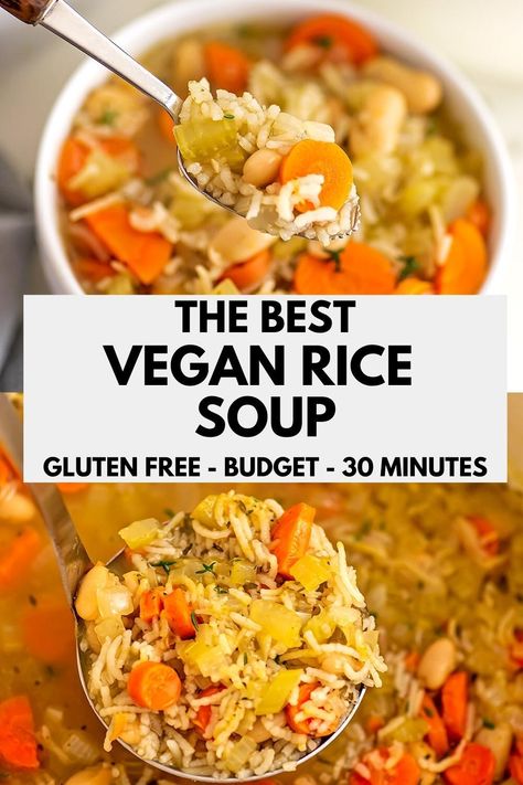 Vegan Chickpea Rice Soup, Vegan Wild Rice Soup Instant Pot, Rice Soup Recipes Vegetarian, Veggie Soup With Rice, Gf Df Soup Crock Pot, Vegetable Rice Soup Vegetarian, Rice And Vegetable Soup, Quinoa Soup Vegan, Spinach Soup Vegan