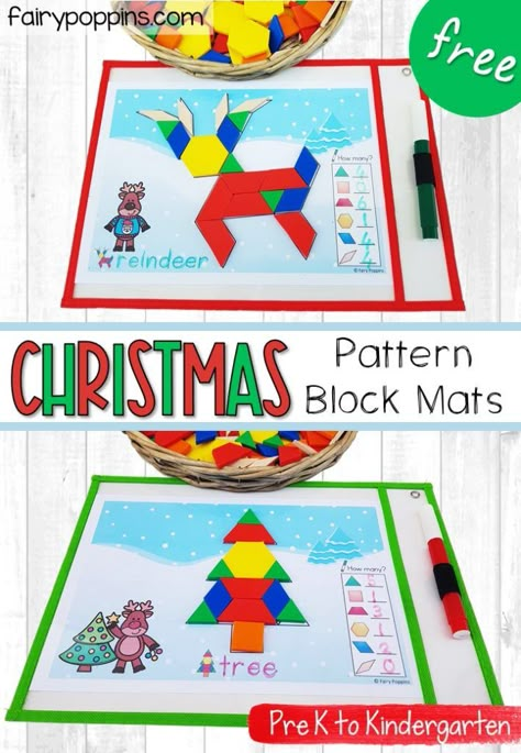 Christmas Activity 1st Grade, Christmas Pattern Block Mats Free, Christmas Maths Year 1, Christmas Pattern Activities Preschool, Christmas Shapes Preschool, Christmas Task Boxes, Christmas Fine Motor Preschool, Pre K Christmas Activities, Christmas Games For Kindergarten