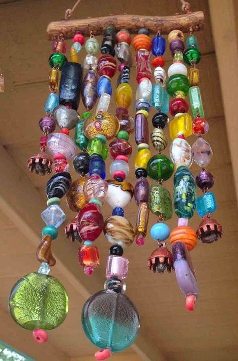 Beaded Garden Art, Carillons Diy, Hantverk Diy, Interior Boho, Art Perle, Diy Wind Chimes, Deco Boheme, Beads Handmade, Crafty Craft