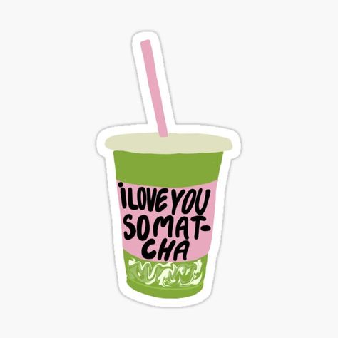 Matcha Iced, Funny Car Bumper Stickers, Funny Laptop Stickers, Logo Online Shop, Cow Print Wallpaper, Sticker Design Inspiration, Drink Stickers, Redbubble Stickers, Cute Laptop Stickers