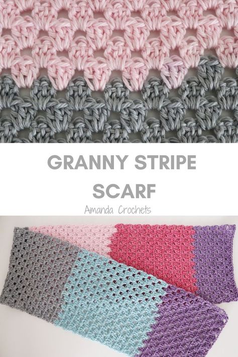 Granny Stripe Scarf Pattern, Granny Stripe Crochet Scarf Free Pattern, Granny Stitch Scarf Pattern, Free Crochet Granny Square Scarf Patterns, Crochet Scarf Self Striping Yarn, Granny Stripe Crochet Scarf, Crochet Granny Stitch Scarf Free Pattern, Crochet Scarf Granny Stitch, Free Granny Square Scarf Pattern