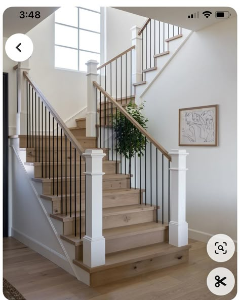 Modern Farmhouse Staircase, Farmhouse Entry, House Staircase, Staircase Remodel, Stair Remodel, Vintage Family, Dream Life House, California Modern, Modern Staircase