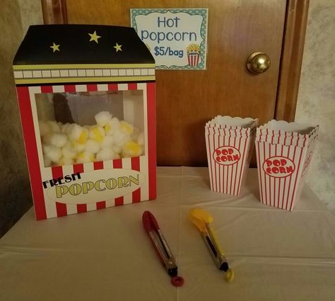 Popcorn! Popcorn Dramatic Play, Movie Theatre Dramatic Play, Circus Dramatic Play, Movie Theater Concession, Movie Theater Concession Stand, Dramatic Play Diy, Mazes For Kids Printable, Dramatic Play Themes, Seuss Classroom