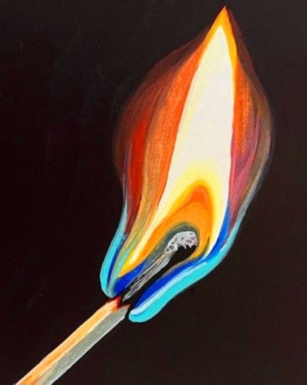 Two Dimensional Art Drawings, Serialism Paintings, Painting With Led Lights, Acrylic Painting Ideas Meaningful, Drawings Of Flames, The Dye Painting, Mind Blowing Art, Match On Fire Drawing, Elements Of Art Artwork