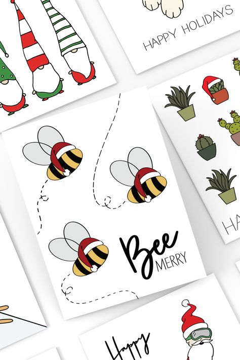 Merry Christmas Honey, Christmas Bee Crochet, Bee Merry Christmas, Honey Bee Stamps Christmas Cards, Bee Christmas Tree, Bee Christmas Card, Christmas Bee, Bee Christmas, Cat Birthday Cards Funny