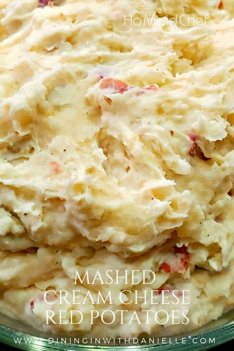 Mashed Cream Cheese Red Potatoes Twice Baked Mashed Potatoes, Red Skin Mashed Potatoes, Cream Cheese Mashed Potatoes, Recipes Potatoes, Creamy Garlic Mashed Potatoes, Mashed Red Potatoes, Cream Cheese Potatoes, Baked Mashed Potatoes, Red Potato Recipes