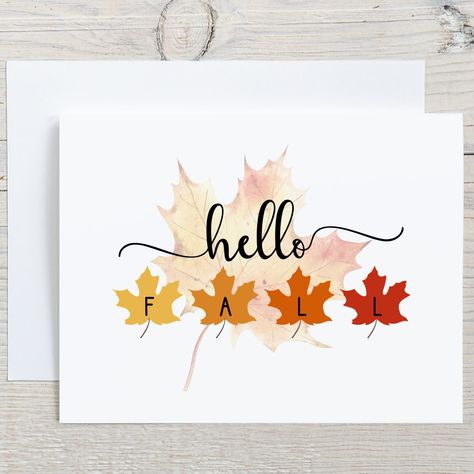 Colorful watercolor Autumn leaves are featured on this note card set. A versatile card set that can be used as greeting cards and thank you cards, in addition to newsy note cards!   Share heartfelt sentiments, express gratitude, and make every occasion memorable, one handwritten note at a time. This note card set is perfect for gifting as well, for so many different occasions. It's unique, it's thoughtful, it's memorable, it's sure to delight, and will be used long after the special occasion has Autumn Card Ideas, Watercolor Fall Leaves, Watercolor Autumn Leaves, Gratitude Cards, Fall Art Projects, Cards Watercolor, Handmade Thank You Cards, Creative Card, How To Fold Notes