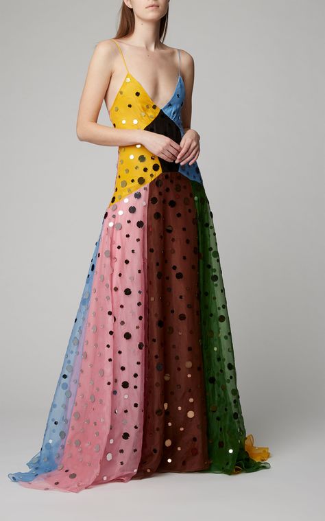 Color-Blocked Sequined Silk Dress by ROSIE ASSOULIN Now Available on Moda Operandi Rosie Assoulin Dress, Quirky Dress, Fairytale Fashion, Rosie Assoulin, Quirky Fashion, Gorgeous Gowns, Skirt Dress, Fancy Dresses, Moda Operandi