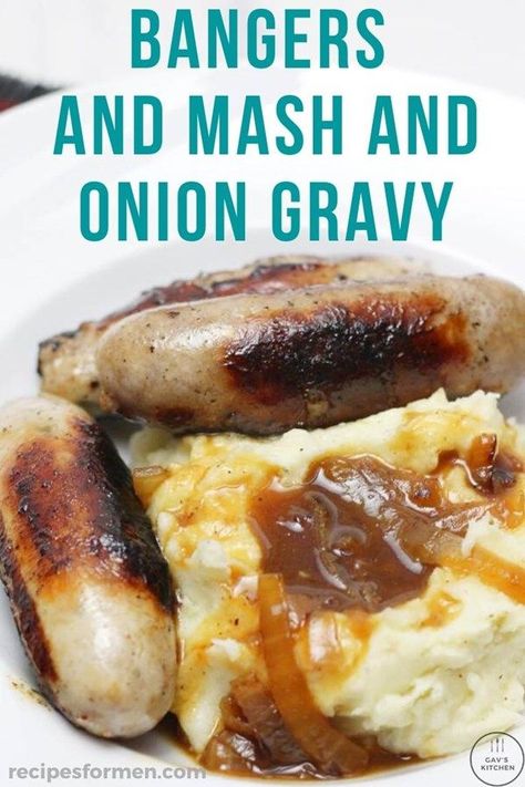 This recipe is for real English comfort food. Sausages and mashed potatoes with onion gravy. Bangers and mash, bangers and mash recipe, bangers and mash irish, bangers and mash recipe irish, bangers and mash easy, bangers and mash recipe easy, bangers and mash instant pot, bangers and mash recipe british, Bangers & Mash, bangers & mash, onion gravy recipe, onion gravy, onion gravy recipe simple, onion gravy easy, onion gravy recipe sausages Irish Bangers And Mash Recipe, Bangers And Mash Recipe Irish, British Bangers, Irish Bangers, Bangers And Mash Recipe, Sausage And Mash, Food Dinners, British Cooking, British Dishes