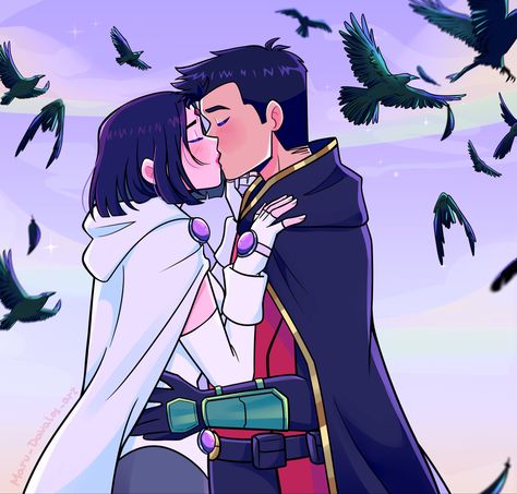 Robin Raven, Raven Comics, Teen Titans Love, Raven Fanart, Robin And Raven, Teen Titans Fanart, Teen Titan, Univers Dc, Dc Icons