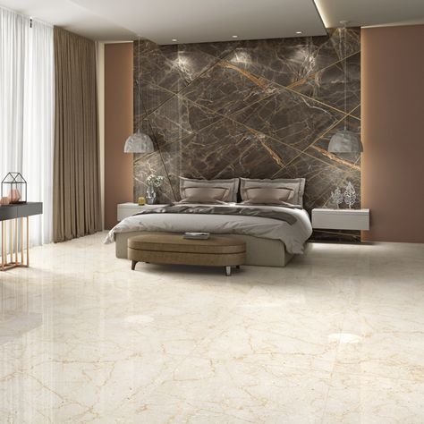 Brown Tiles Bedroom, Brown Marble Floor Living Room, Italian Tiles Floor Living Rooms, Brown Tiles Floor Living Room, Italian Marble Flooring Living Room, Marble Wall Bedroom, Brown Marble Floor, Italian Tile Floor, Marble Floor Living Room