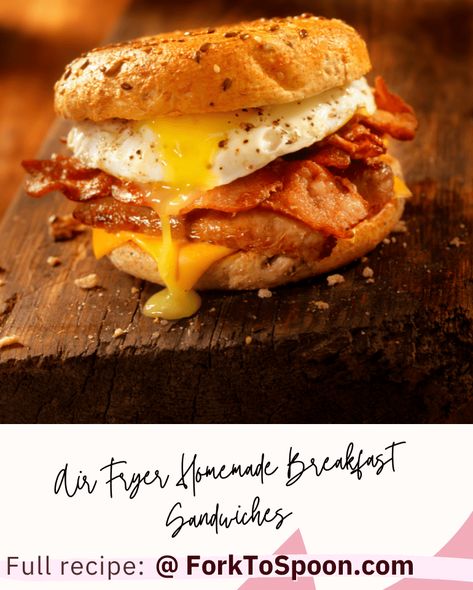 Air Fryer Homemade Breakfast Sandwiches Egg Mcmuffin Recipe, English Muffins Sandwich, Mcdonald's Breakfast, English Muffin Breakfast, Recipe Air Fryer, Ninja Cooking System Recipes, Homemade English Muffins, Mcdonalds Breakfast, Favorite Recipes Dinner