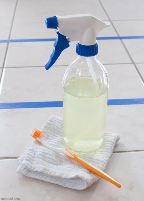 The Ultimate Guide to Cleaning Grout: 10 DIY Tile & Grout Cleaners Tested - Bren Did Grout Cleaning Diy, Clean Shower Grout, Uses For Baking Powder, Diy Grout Cleaner, Best Grout Cleaner, Homemade Grout Cleaner, What Is Baking Soda, Cleaning Bathroom Tiles, Diy Grout