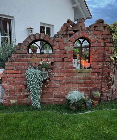 Beer Wood, Brick Garden, Distressed Walls, Back Garden Design, Brick Architecture, Garden Buildings, Fence Design, Brickwork, Back Garden