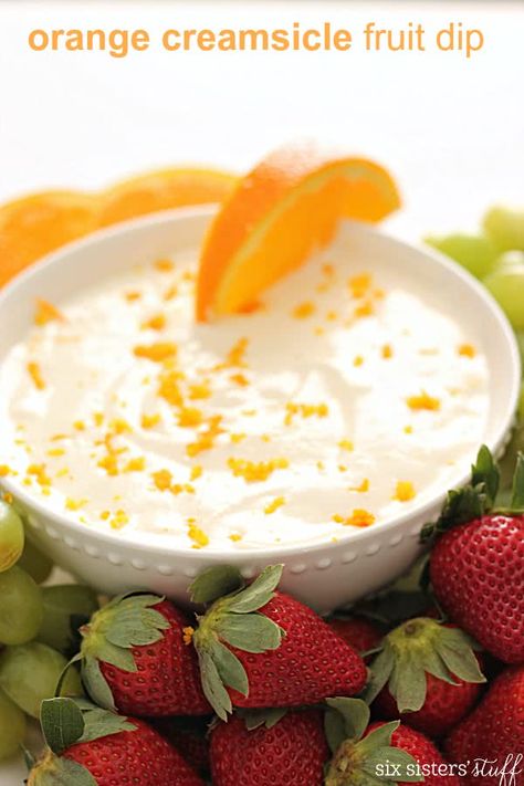 Orange Fruit Dip, Fruit Dip Recipe, Fruit Dips, Fruit Dips Recipes, Chocolate Dipped Fruit, Healthy Greek Yogurt, Six Sisters Stuff, Fruit Orange, Sweet Dips