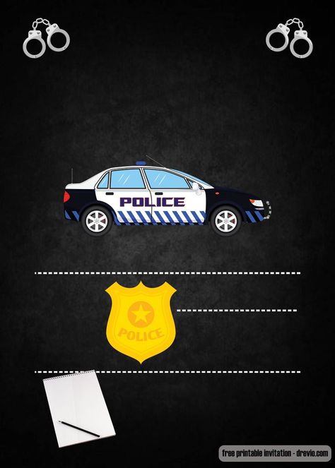 Police Birthday Cakes, Police Theme Party, Police Birthday Invitations, Police Invitation, Online Birthday Invitations, Police Birthday Party, Invitation Card Maker, Police Party, Police Birthday