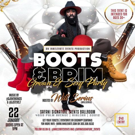 Boots And Brims Party, 50th Bday, 50th Party, 65th Birthday, 50th Birthday, Bday Party, Ballroom, Boots, Birthday