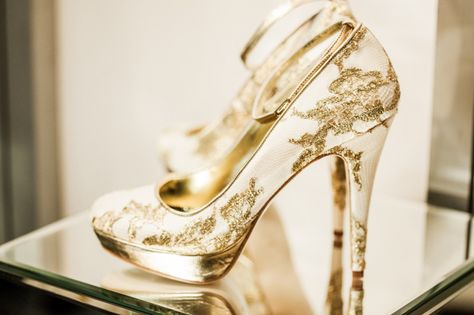 The White Gallery 2014 | Love My Dress® UK Wedding Blog Black Gold Wedding Theme, Quince Heels, Gold Heels Wedding, White And Gold Heels, Event Fits, White And Gold Shoes, White Heels Wedding, Wedding October, In My Element