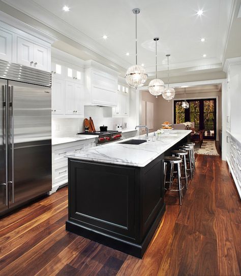 The Design Company Modern Galley Kitchen Design, Galley Kitchen Island, Galley Kitchen With Island, Kitchen With Long Island, Galley Kitchen Layout, Kitchen Layouts With Island, Galley Kitchen Design, Kitchen Island Bench, Black Island