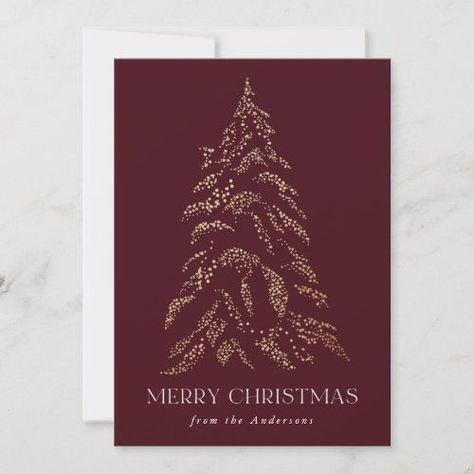 $2.10 | Sparkling Winter Pine Merry Christmas Non-Photo #merry christmas, christmas, holiday, christmas tree, pine tree, modern, elegant, without photo, minimalist, burgundy Cocktail Book Design, Minimalist Christmas Card, Corporate Holiday Cards, Family Christmas Card, Christmas Typography, Family Christmas Cards, Holiday Postcard, Christmas Fonts, Holiday Christmas Tree