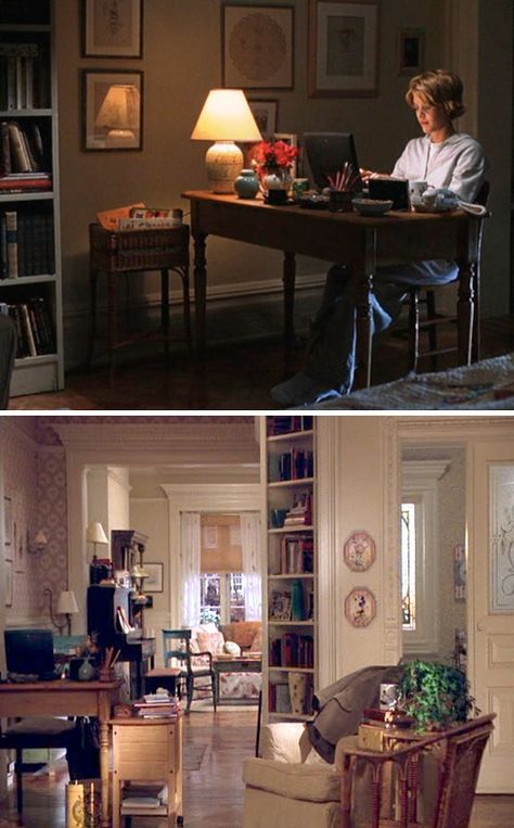 Decor and Furniture from the "You've Got Mail" Movie Set Nora Ephron Apartment, Meg Ryan New York Apartment, Youve Got Mail Decor, Kathleen Kelly Apartment, Nora Ephron Interiors, Kathleen Kelly Aesthetic, Movie Apartments, You've Got Mail Apartment, Cutest Apartment