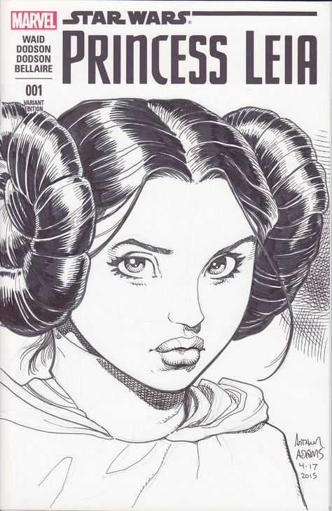 Star Wars Comic Art, Leia Tattoo, Princess Leia Art, Art Adams, Arthur Adams, Star Wars Cards, Female Artwork, Star Wars Princess Leia, Star Wars Princess