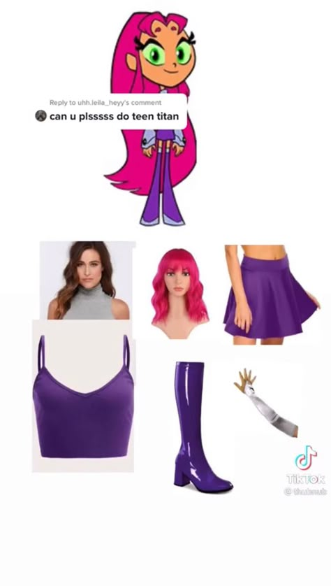 Diy Starfire Costume, Starfire Costume Diy, Starfire Inspired Outfits, Star Fire And Raven Costume, Raven And Starfire Costume, Star Fire Costume, Starfire Halloween Costume, Teen Titans Go Costume, 2 People Halloween Costumes