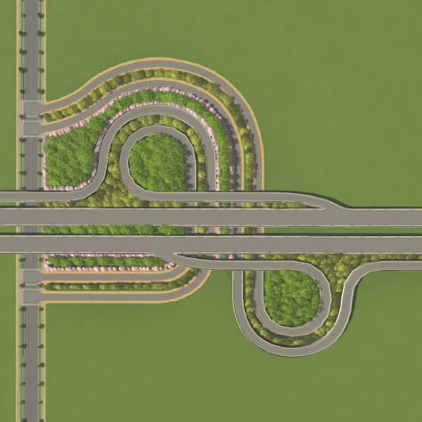 City Skylines Intersections, City Skylines Layout Ideas, Cities Skylines Interchanges, City Planning Design Layout, Cities Skylines Road Layout, Cities Skylines Layout Ideas, Road Map Design, City Skylines Game, City Grid