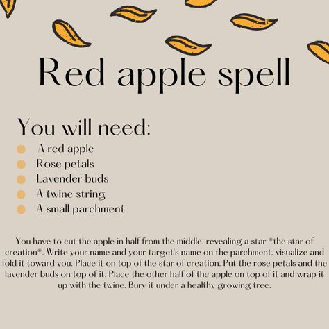 Spell Against Envy, Love Spell With Apple, Apple Spell Witchcraft, Apple Love Spell, Apple Spell, Energy Stones Crystal Healing, Wicca Love Spell, Candle Magic Spells, Potions Recipes