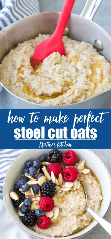 Steal Oats Recipes Breakfast Ideas, Breakfast With Oatmeal Ideas, Best Steel Cut Oats Recipe, Best Oatmeal Breakfast, Quick Cook Steel Oats Recipe, Healthy Stovetop Oatmeal, Microwave Steel Cut Oats, Steel Oatmeal Recipes, How To Make Porridge Oats