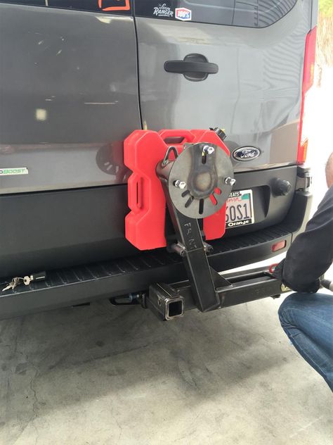 (1) Hitch Mounted Spare Tire Carrier for Transit | Ford Transit USA Forum Sprinter Motorhome, Pickup Camping, S10 Truck, Prado 120, Jeep Wj, Off Road Bumpers, Ford Transit Camper, 4x4 Parts, Transit Camper