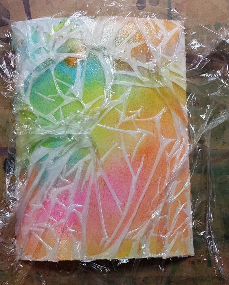 Negative Trees with saran wrap1 Watercolor Plastic Wrap, Clingfilm Painting, Saran Wrap Painting, Cool Watercolor Ideas, Linda Kemp, Paper Tree Craft, Watercolor Negative Painting, Plastic Painting, Printing Painting