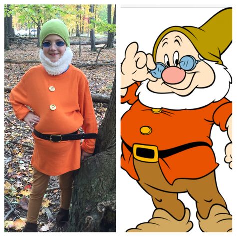 Doc Halloween costume from the Seven Dwarves! Seven Dwarves Costume Diy, 7 Dwarfs Halloween Costumes, Unusual Halloween Costumes, Seven Dwarfs Costume, Family Costumes Diy, Snow White Dwarfs, Fairy Tale Costumes, Snow White Costume, Crazy Costumes