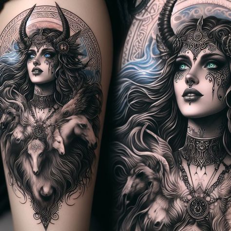 Morrigan Tattoo Design, The Morrigan Tattoo Celtic Goddess, Morrigan Goddess Tattoo, Morrigan Tattoo Celtic Mythology, The Morrigan Art, The Morrigan Tattoo, Morrigan Tattoo, Moon Goddess Tattoo, Morrigan Goddess