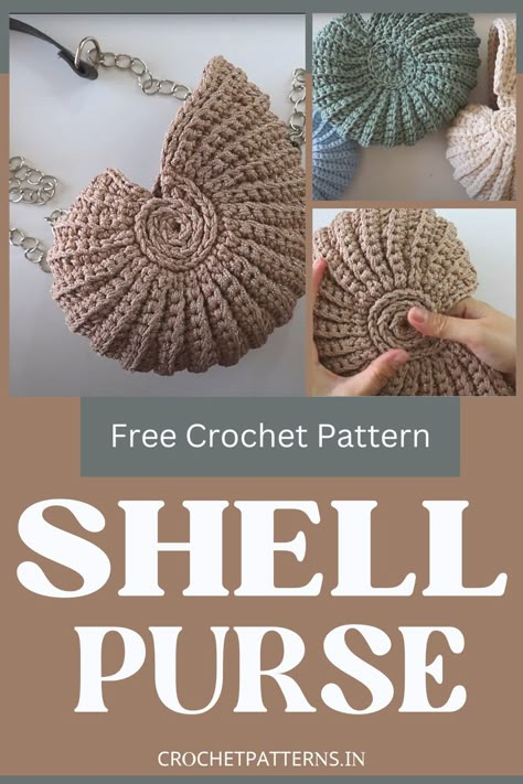 Clutch Bag Pattern, Crochet Snail, Marine Love, Crochet Clutch Bags, Crochet Shell, Shell Purse, Diy Crochet Bag, Crochet Purse Pattern Free, Free Crochet Bag