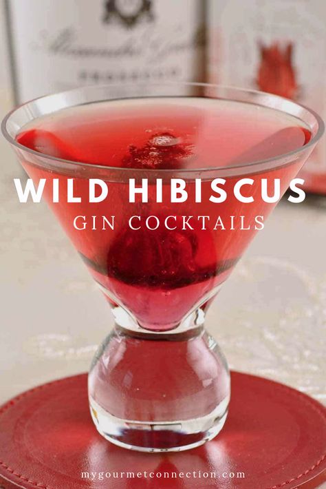 Hibiscus Recipes, Wild Hibiscus, Liqueur Cocktails, Hibiscus Cocktail, St Germaine, Hibiscus Syrup, Gin Cocktail Recipes, Homemade Cocktails, Cocktail Ideas