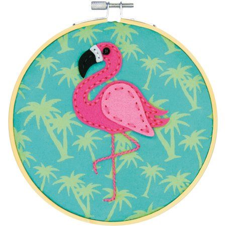 Felt Flamingo, Flamingo Diy, Applique Stitches, Art Elements, Applique Kit, Basic Embroidery Stitches, Hand Embroidery Kit, Felt Applique, Wool Applique