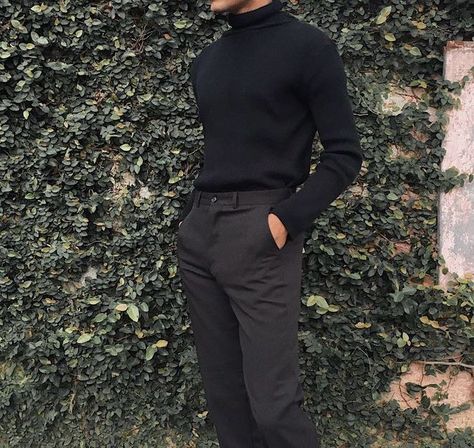 Black Turtleneck Outfit Men, Mock Neck Outfit, Black Turtle Neck Outfit, Mens Turtleneck Outfits, Korean Fashion Male, Turtle Neck Outfit Men, Turtle Neck Outfits, Turtleneck Outfit Men, Black Turtleneck Outfit