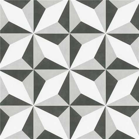 Twenties Diamond 7-3/4"x7-3/4" Ceramic F/W Tile Backyard Bathroom, Heights House, Fireplace Facade, Patterned Wall, Tile Ceramic, Merola Tile, Black And White Tiles, Encaustic Tile, Square Tile