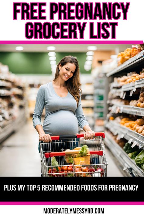 A comprehensive guide to all things nutrition and pregnancy: what to prioritize and WHY with a free sample grocery list. Plus, some of the healthiest options to eat when pregnant. 1st Trimester Grocery List, Grocery List For Pregnant Women, Foods To Eat When Pregnant, Pregnancy Grocery List, Pregnancy Shopping List, Clean Eating Grocery List, 1st Trimester, Pregnancy Nutrition, Pregnant Diet