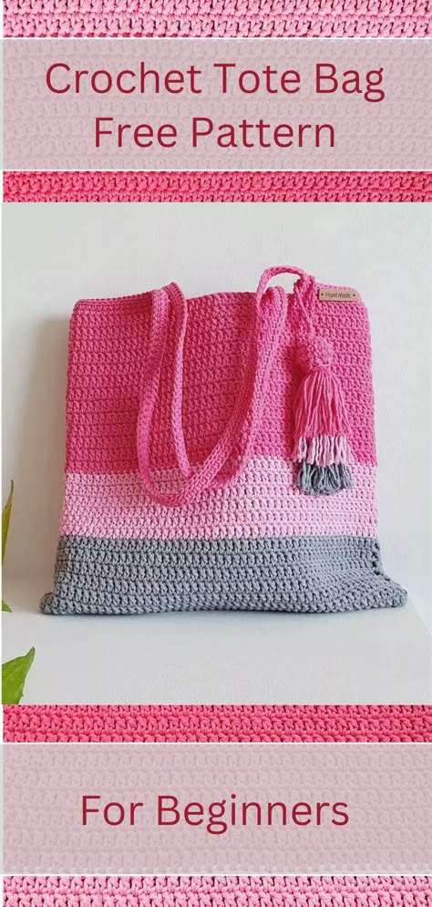 Crochet Tote Bag is wonderful crochet idea For Beginners. You will need the simplest crochet technique to follow the instructions and make this wonderful creation. Crochet Bag Pattern For Beginners, How To Crochet A Shoulder Bag, Easy Small Crochet Bag, Beginner Crochet Bag Tutorial, Easy Bag Crochet Pattern Free, How To Knit A Bag For Beginners, Simple Bag Crochet Free Pattern, Beginning Crochet Projects Easy Patterns, Beginner Crochet Tote Bag