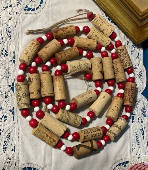 Wine Cork Garland, Wood Beads Garland, Cork Garland, Handmade Garland, Beads Garland, Valentine Garland, Cork Wood, Garland Decoration, Wine Corks