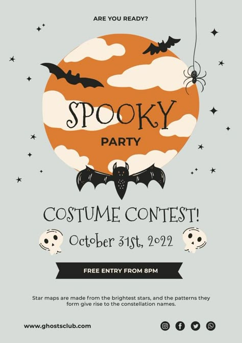 Halloween Costume Contest Flyer, Halloween Event Flyer, Halloween Party Poster Design, Costume Contest Flyer, Halloween Poster Ideas, Halloween Newsletter, Halloween Flyer Design, Halloween Event Poster, Halloween Design Graphic