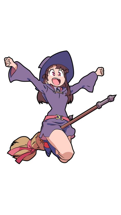 Atsuko Kagari is more commonly known as Akko, she is the main character of the Little Witch Academia anime series and a first generation witch from Japan. To show what real witch is about she decided... Witch On Broom Drawing Reference, Riding A Broom Pose Reference, Anime Witch Drawing, Witch Poses Reference Drawings, Little Witch Academia Fanart, Akko Little Witch Academia, Witch Poses, Witch Pose, Little Witch Academia Akko